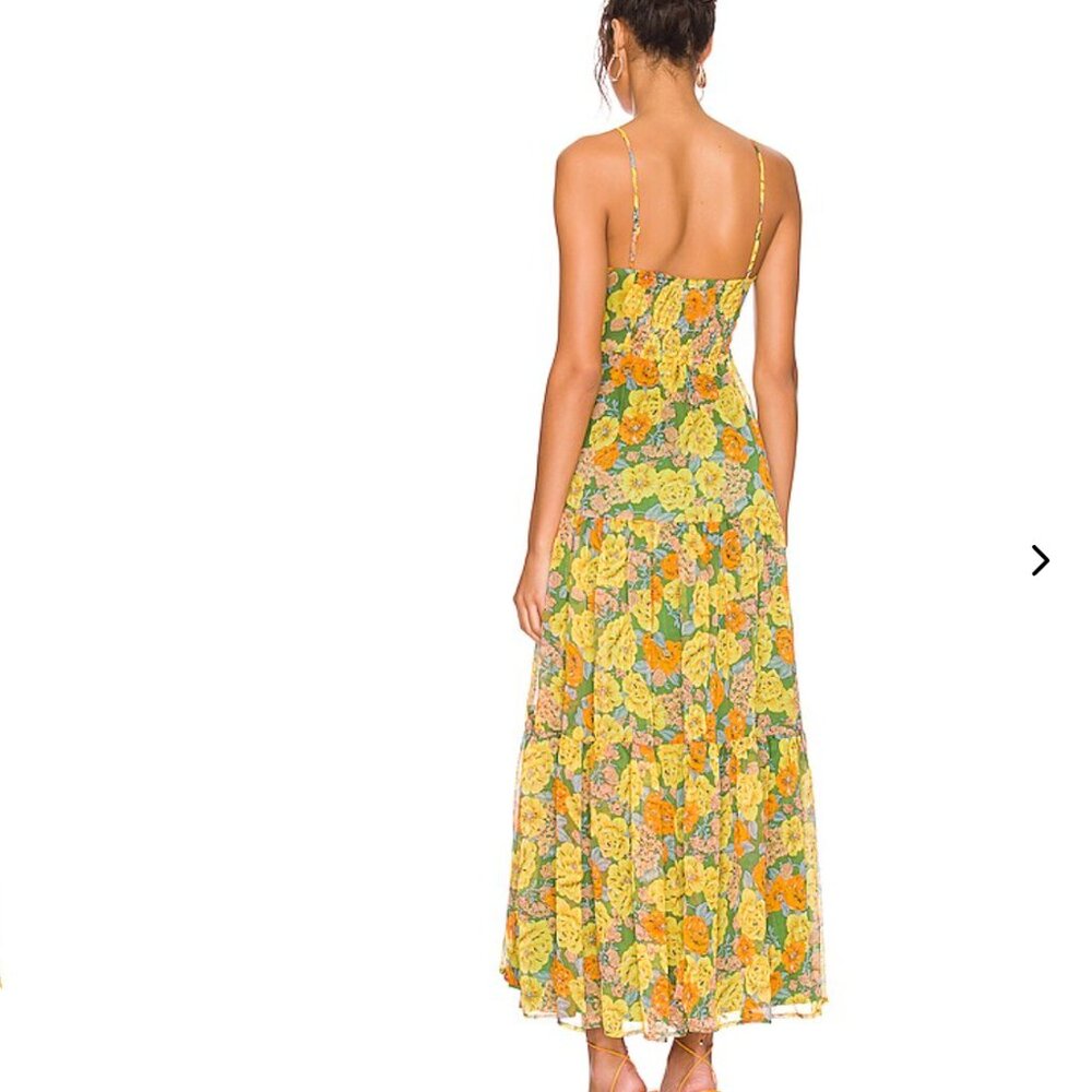 Astr Green & Yellow Floral Midi Dress - Picture 3 of 7